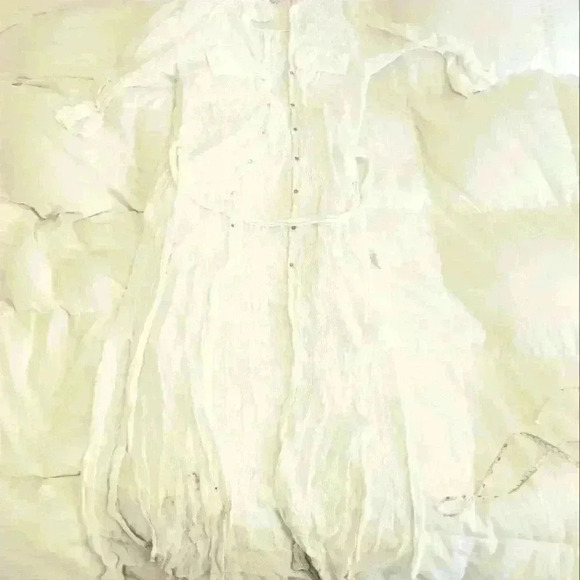 L'AGENCE Dresses & Skirts - L'AGENCE White Crepe Maxi Dress Side Slit Button Up Sash cream Cardigan duster